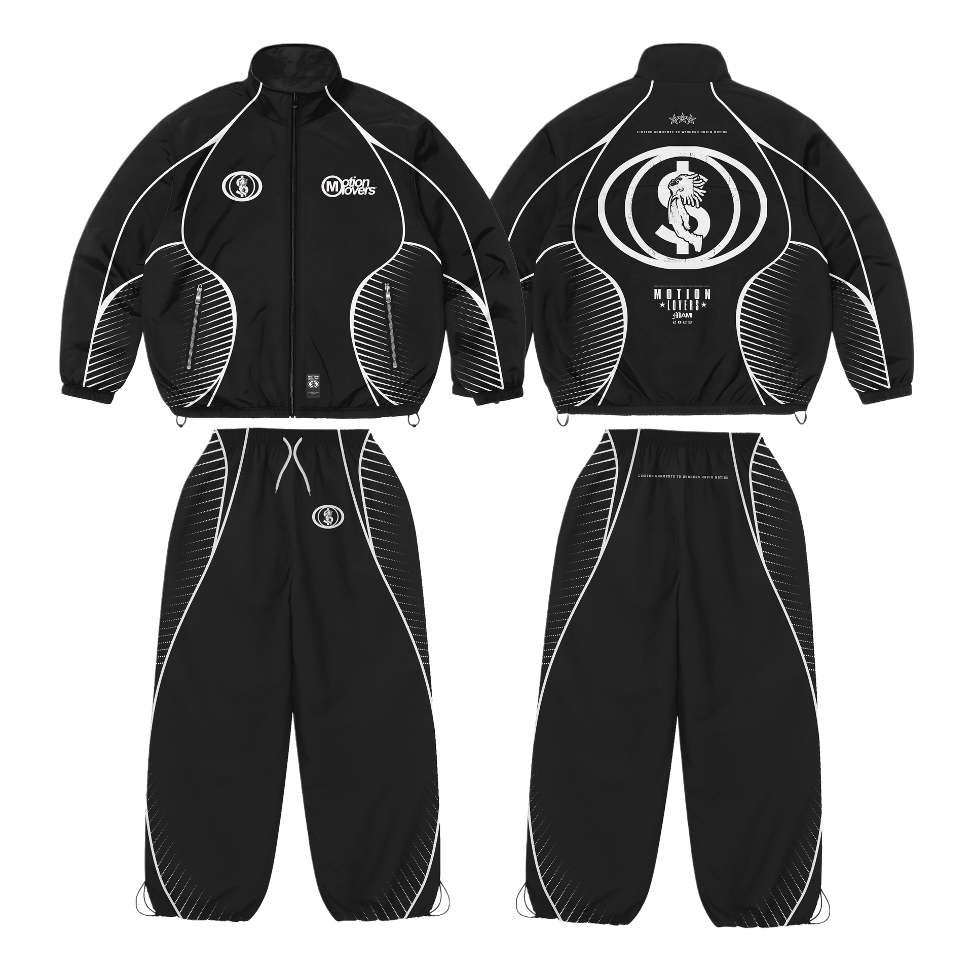 Motionlovers Black Velocity Windbreaker Set