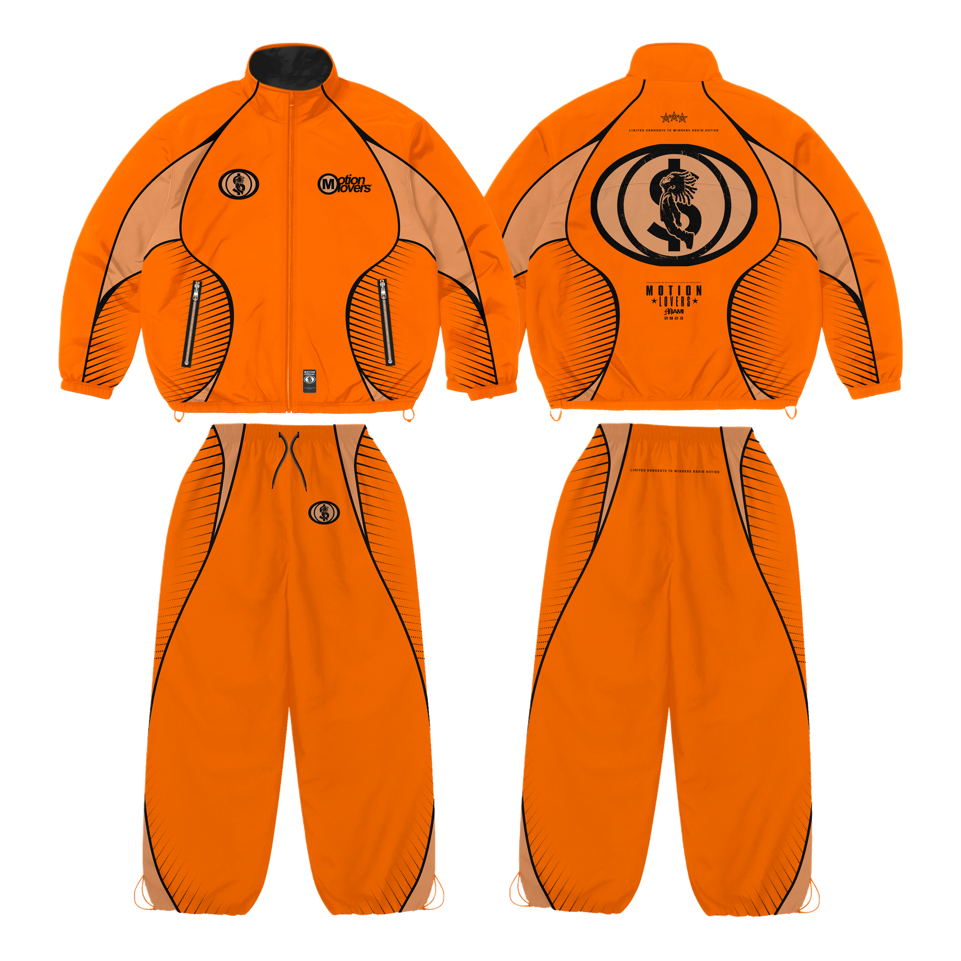 Motionlovers Orange Velocity Windbreaker Set